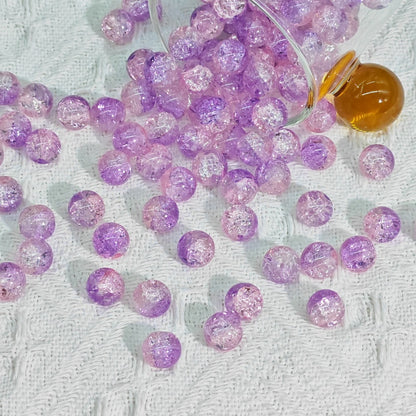 Crackle Glass Beads Round 10mm Transparent Mixed Colors 50pcs 80