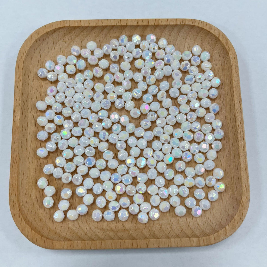 Plating Iridescent Faceted Acrylic Beads 10mm Solid Color 1000pcs 4
