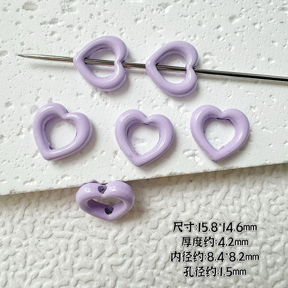 Heart Circle Floral Metal Beads Painted Solid Color Bulk 20pcs 27