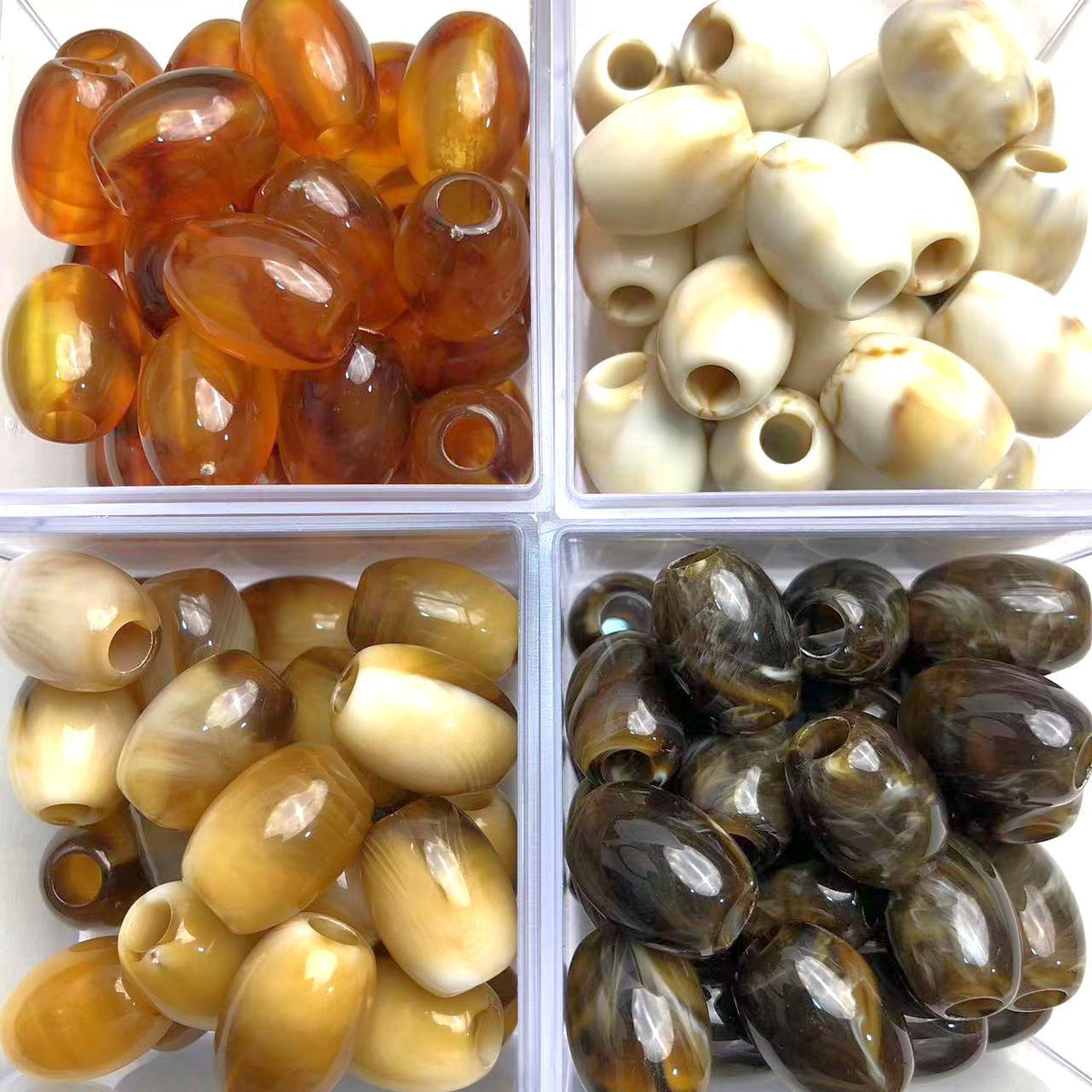 Vintage Elliptical Acrylic Beads 17mm Enamel Large Hole 200pcs 2