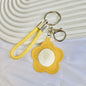 Colorful PU Leather Flower Mirror Wristlet Keychain 3pcs 13