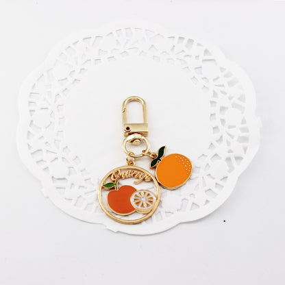 Alloy Avocado Orange Fruit Keychain Metal Colorful Glossy Finish 6