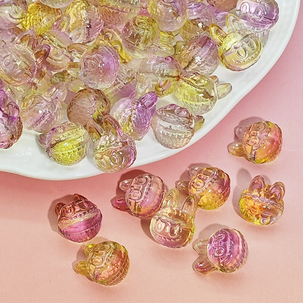 Big-Head Labub Glass Beads 17mm Translucent Rabbit Shape 25pcs 4