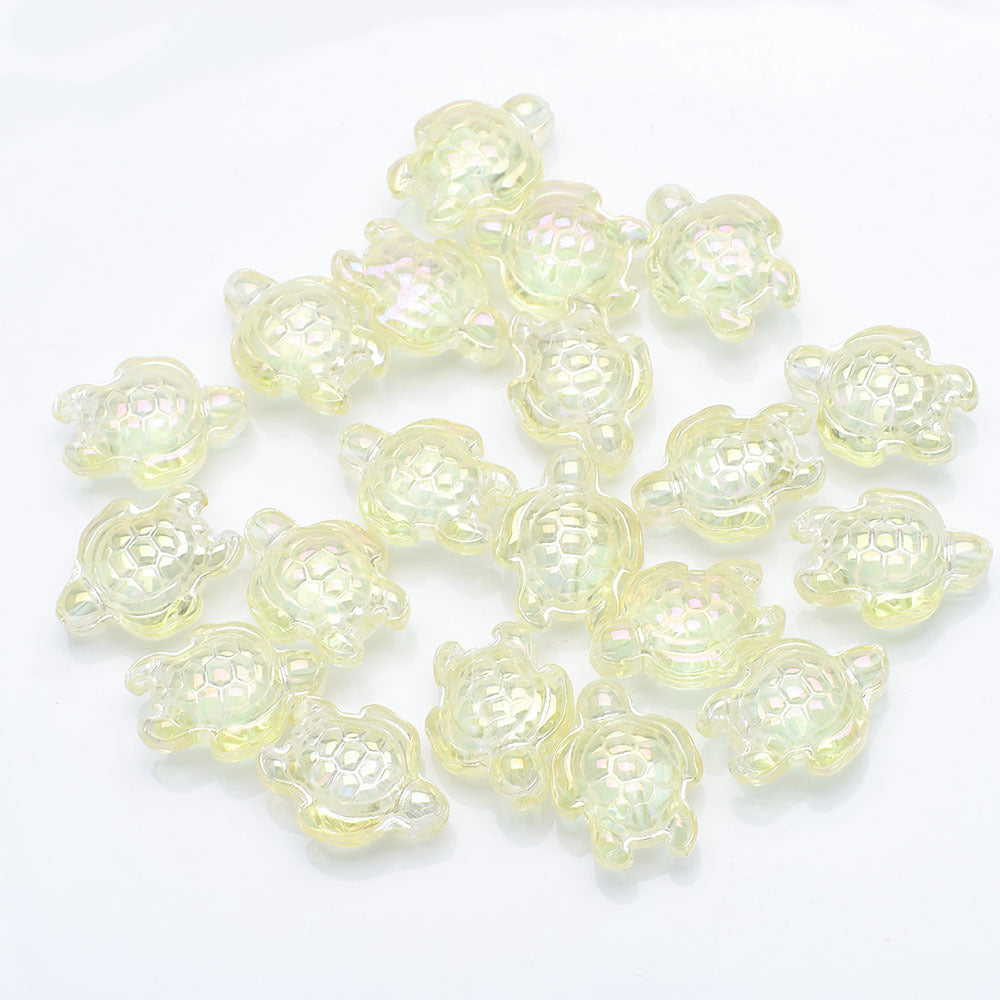 Electroplated Turtle Glass Beads 14X18mm Transparent Rainbow 20pcs 15