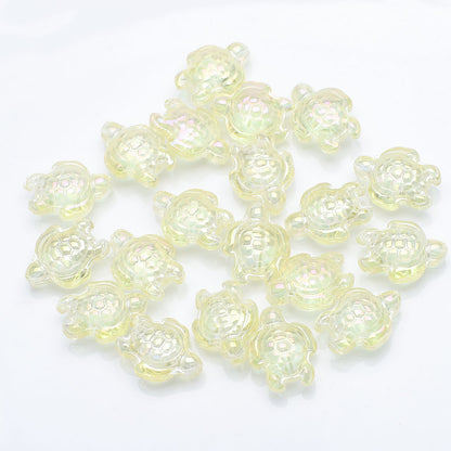 Electroplated Turtle Glass Beads 14X18mm Transparent Rainbow 20pcs 15