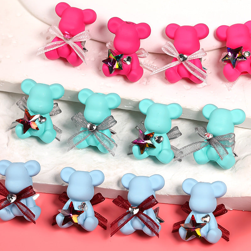 Cartoon Bear Acrylic Beads 17x24mm Pastel Colors 2pcs 4