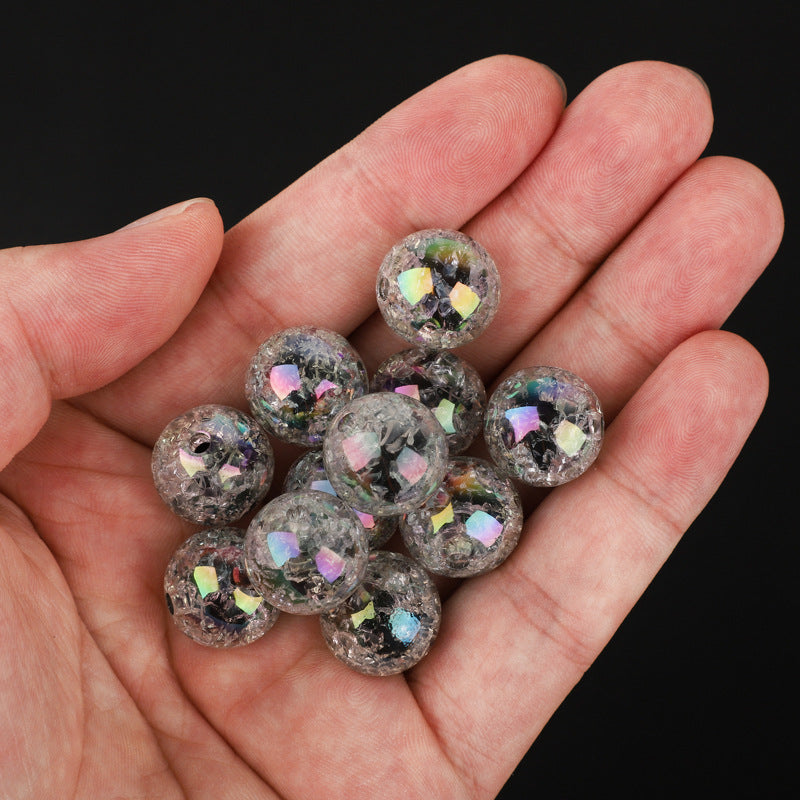 Plating Round Acrylic Beads 16mm Crackle Iridescent Pastel 50pcs 2