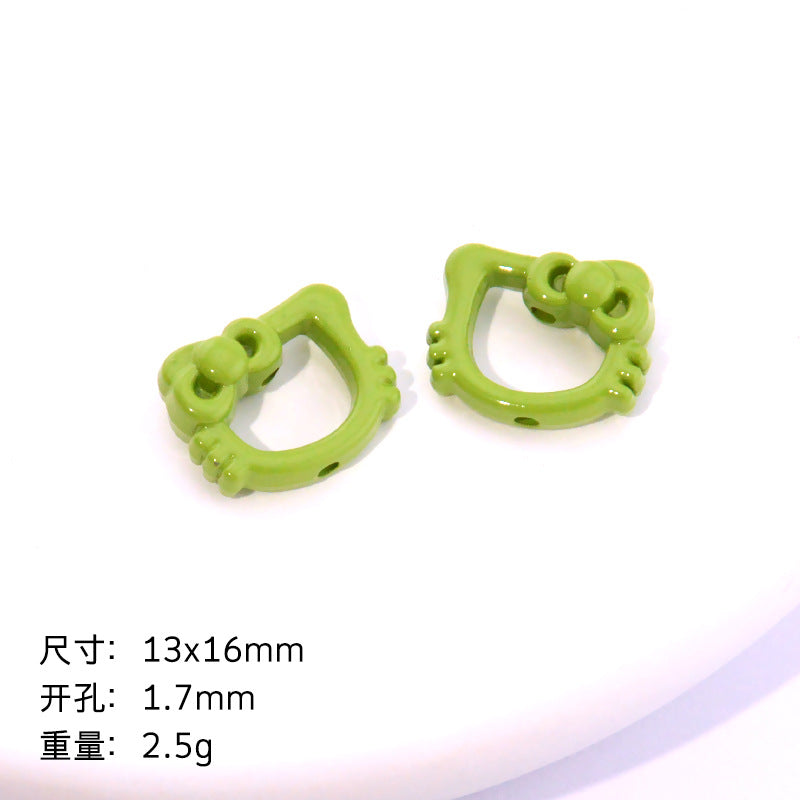 Hollow Kitty Metal Beads 16mm Painted Plating Alloy 20pcs 9