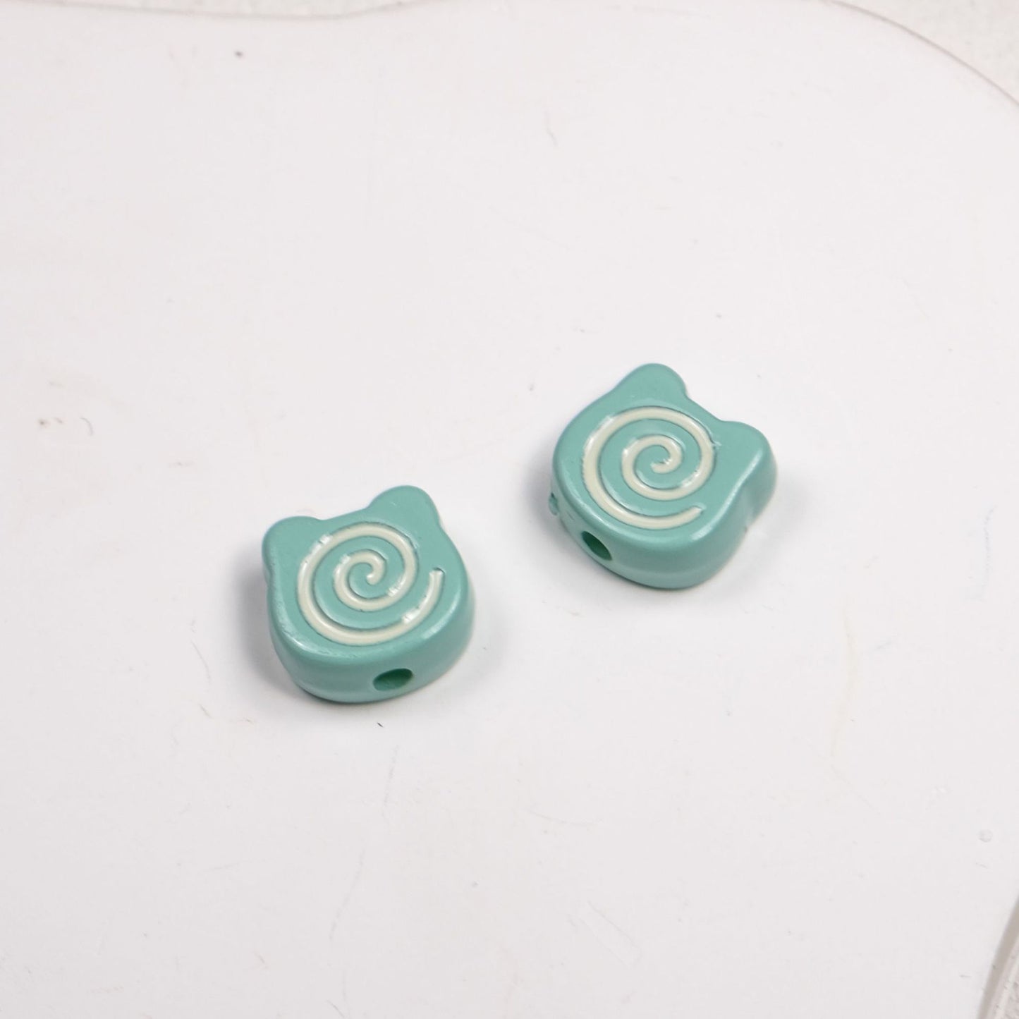 Painted Spiral Bear Acrylic Beads 11mm Colorful Glossy 50pcs 17
