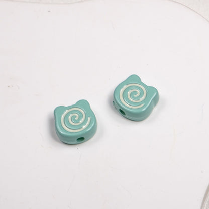 Painted Spiral Bear Acrylic Beads 11mm Colorful Glossy 50pcs 17