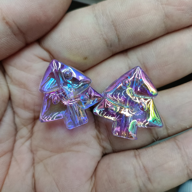 Transparent Christmas Tree Acrylic Beads 25mm UV Plating 100pcs 7