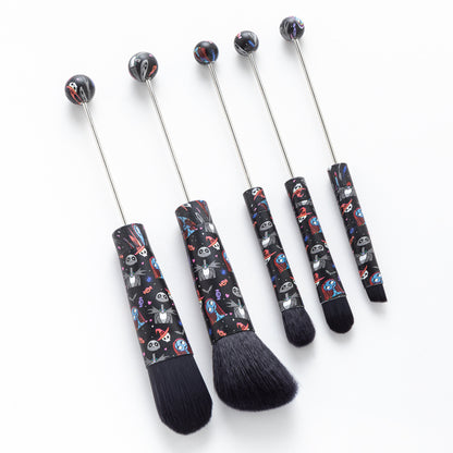 Beadable Makeup Brushes Halloween Christmas Themed Colorful Handles 5pcs 10