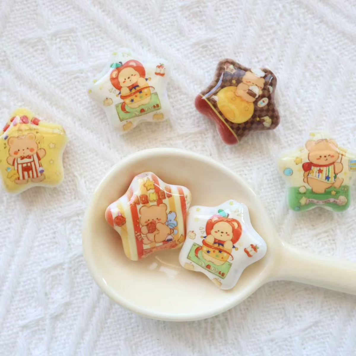 Butterbar Printed Star Acrylic Beads 25mm Glossy Pastel 20pcs 4