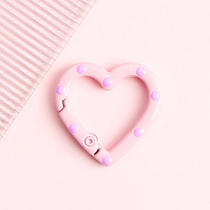 Metal Painted Dotted Heart Trigger Spring Keyrings 25mm 10pcs 9