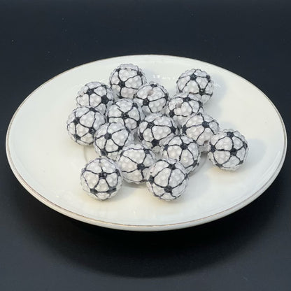 Football Patterned Rhinestone Bubblegum Beads 16mm 20mm 25pcs 9