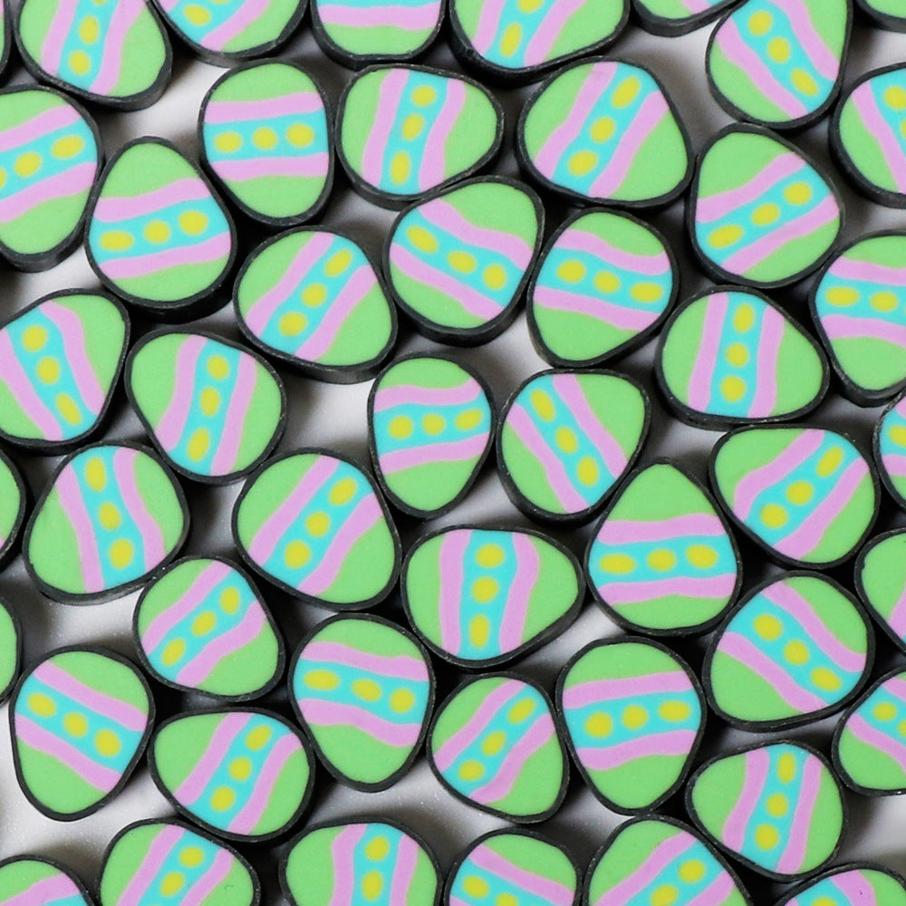 Easter Egg Clay Beads 11mm Polymer Colorful Pattern 100pcs