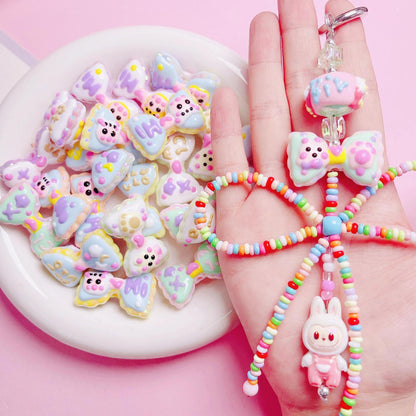Hand Painted Hi Bow Acrylic Beads 20mm 33mm Pastel Colors 5pcs 3