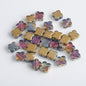 Electroplated Clover Glass Beads 10mm Metallic Colors 30pcs 9