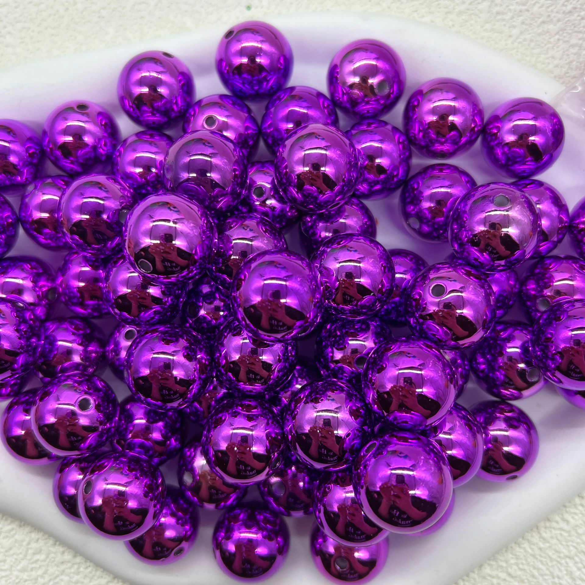 Plated Bubblegum Beads 20mm Metallic Mirror Finish Mixed Colors 20pcs 3