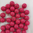 Printed Bubblegum Beads 20mm Dragon Fruit Pattern Rose Red 10pcs 3