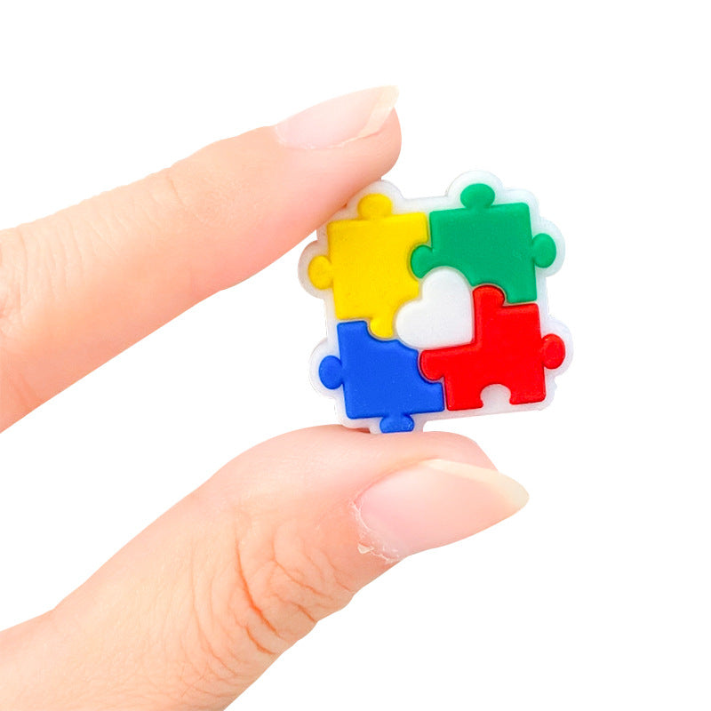 Silicone Focal Beads Puzzle Block Heart Cutout Center 20pcs 3