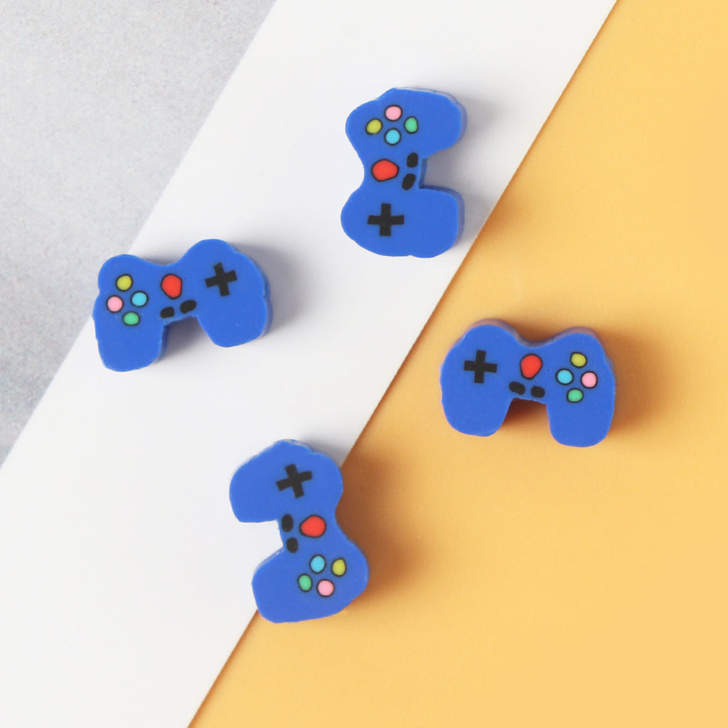 Flat Clay Beads 10mm Blue Game Machine Polymer 100pcs 3