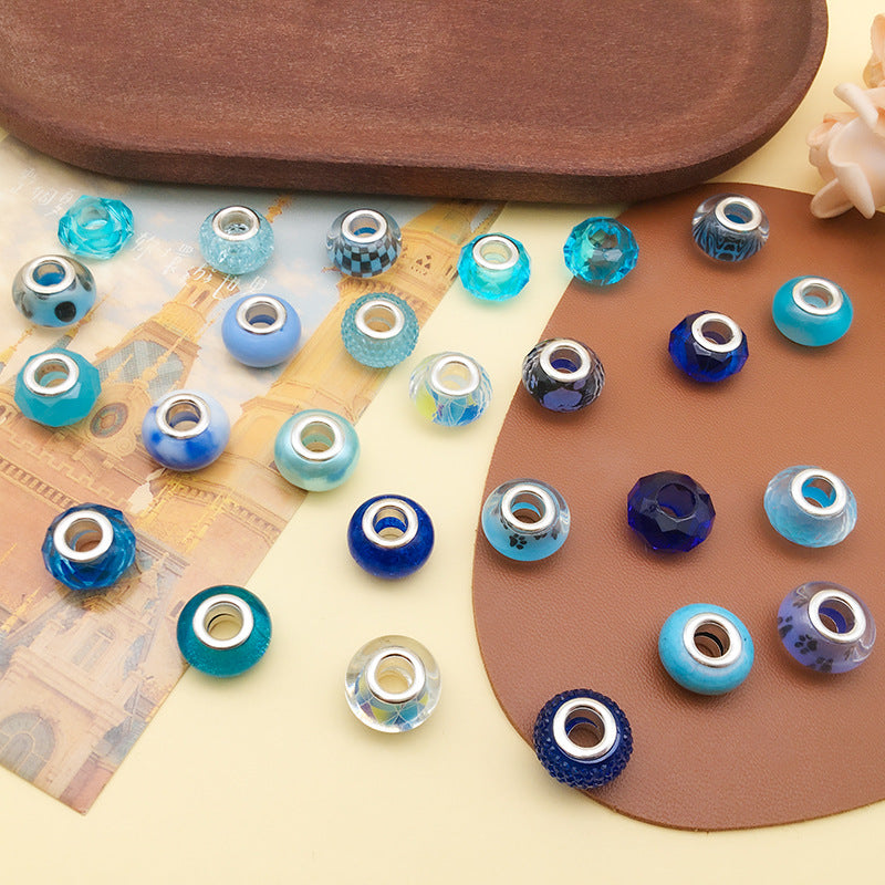 Blue Tone Resin Spacer Beads Mixed Shapes Multicolor 40pcs 2