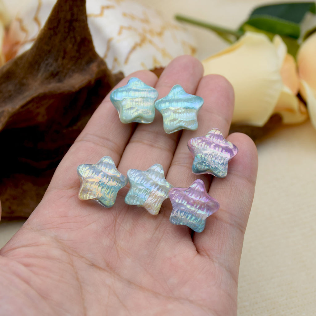 Oil Painting Star Resin Beads 19mm Iridescent Pastel 1pc 3