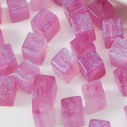 Opal Glitter Square Resin Beads 8mm Pearlescent Shimmer 10pcs 4