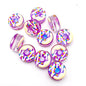 Lampwork Glass Beads Donut 15mm Hand Painted Cream Thick 10pcs 8
