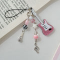 Pink Glitter Guitar Resin Phone Charm with Pastel Hearts and Mic 2pcs 3