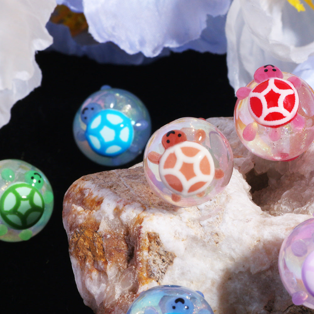 Glow In The Dark Bubblegum Beads 19mm Turtle Design Resin 20pcs 2