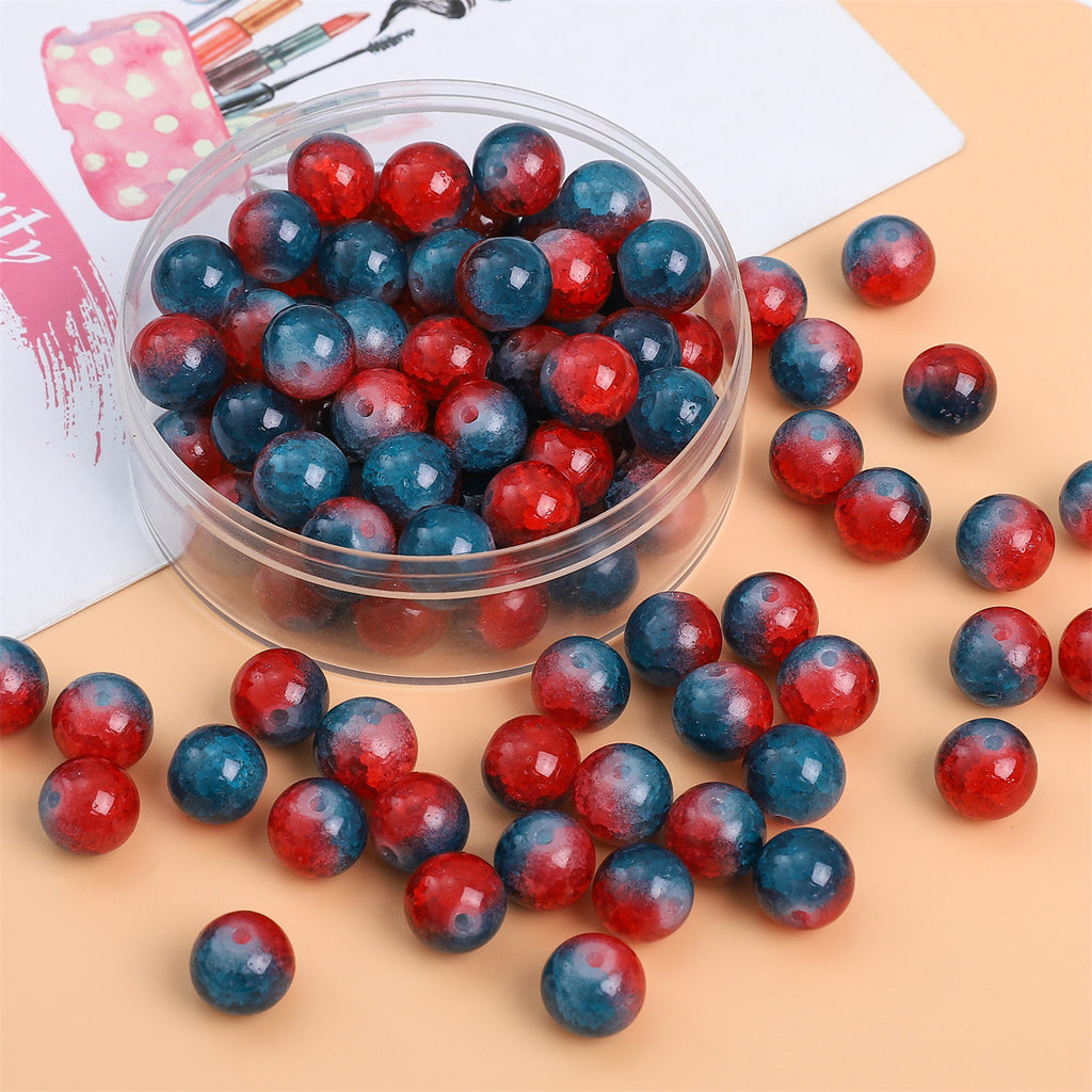 Crackle Round Glass Beads 8mm Multicolor Mixed 30pcs 6