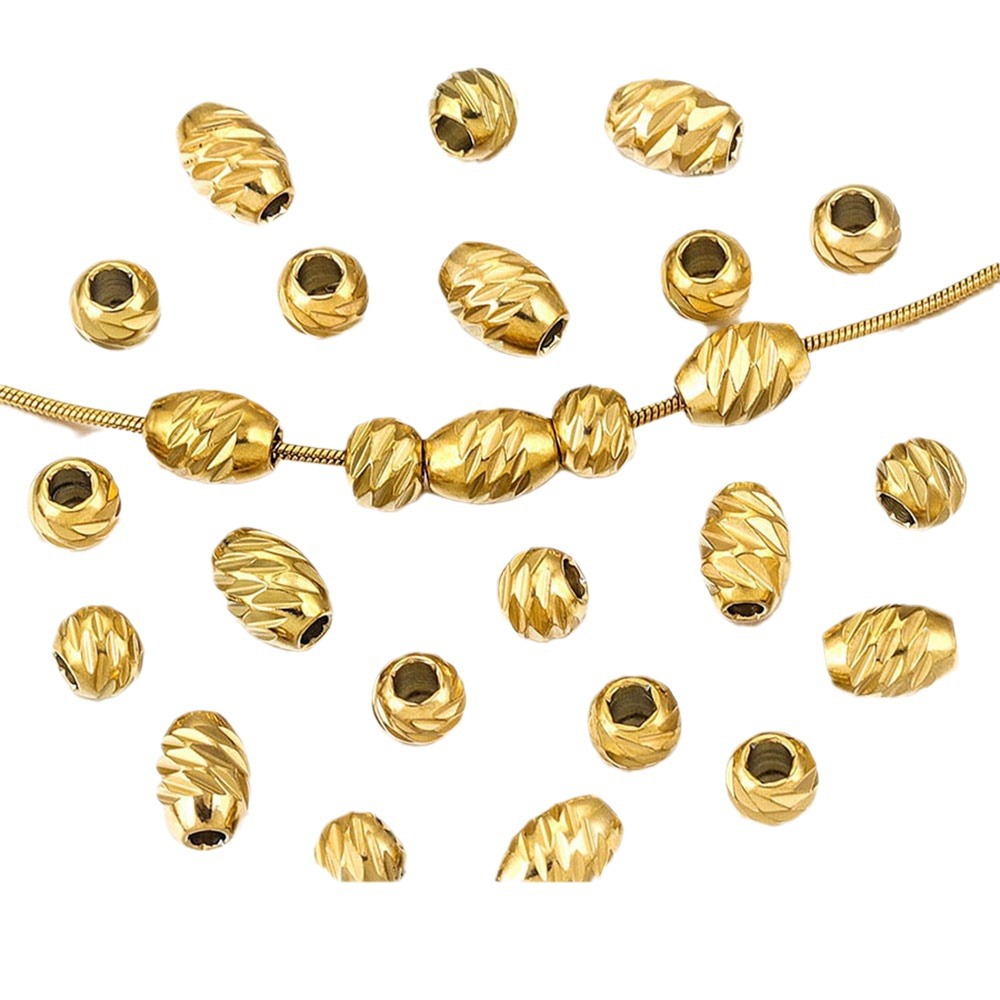 Stainless Steel Oval Blade Grain Metal Beads 5/7mm Gold Tone 10pcs 5