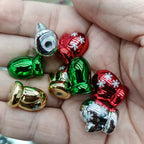 Metal Colored Christmas Gloves Acrylic Beads 18mm UV Plating 100pcs 3