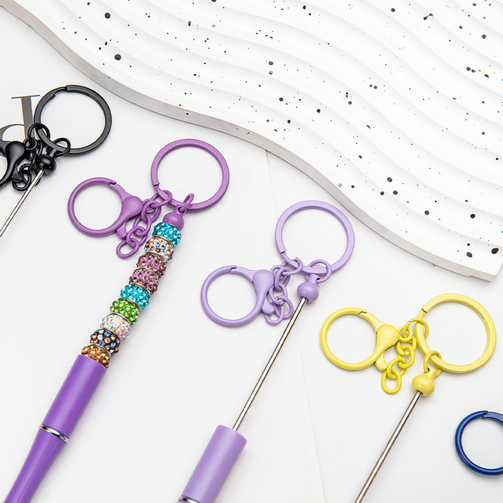 Beadable Keychain Pen Slim Metal Plastic Vibrant Colors 2