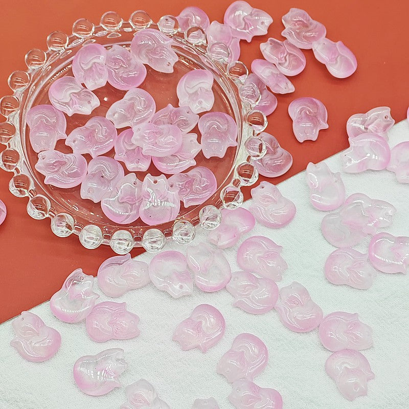 Czech Glass Beads Fox 18mm Translucent Pastel Colors 25pcs 8