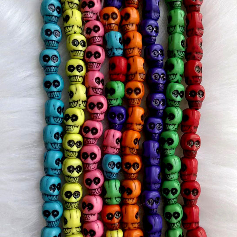 Colored Skull Acrylic Beads 14mm Large Holes 5pcs