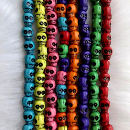 Colored Skull Acrylic Beads 14mm Large Holes 5pcs