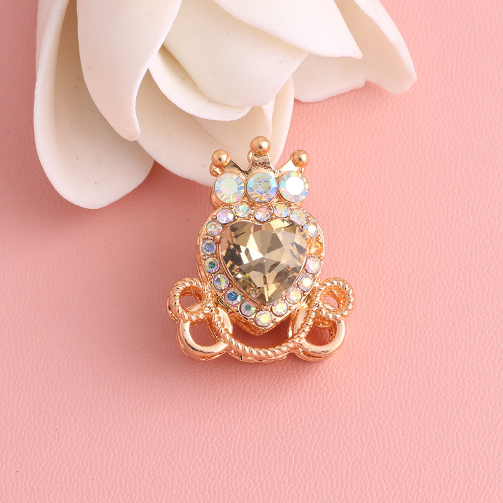 Heart Pumpkin Carriage Rhinestone Beads 28mm Alloy Pave Multi Color 5pcs 20