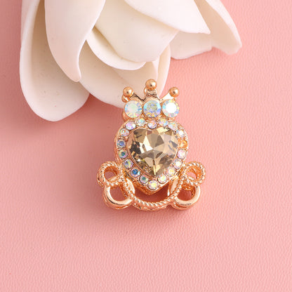 Heart Pumpkin Carriage Rhinestone Beads 28mm Alloy Pave Multi Color 5pcs 20