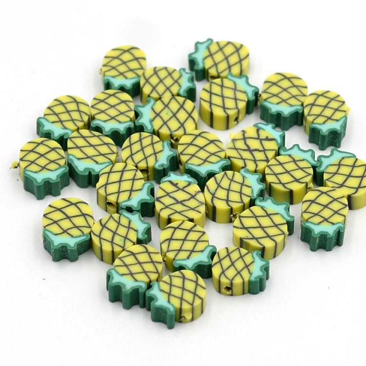 Flat Clay Beads 10mm Fruit Monochrome Polymer 200pcs 25