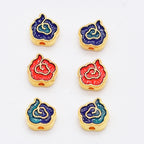 Irregular Cloud Metal Beads 10mm Gold Edged Enamel Plating 30pcs 2