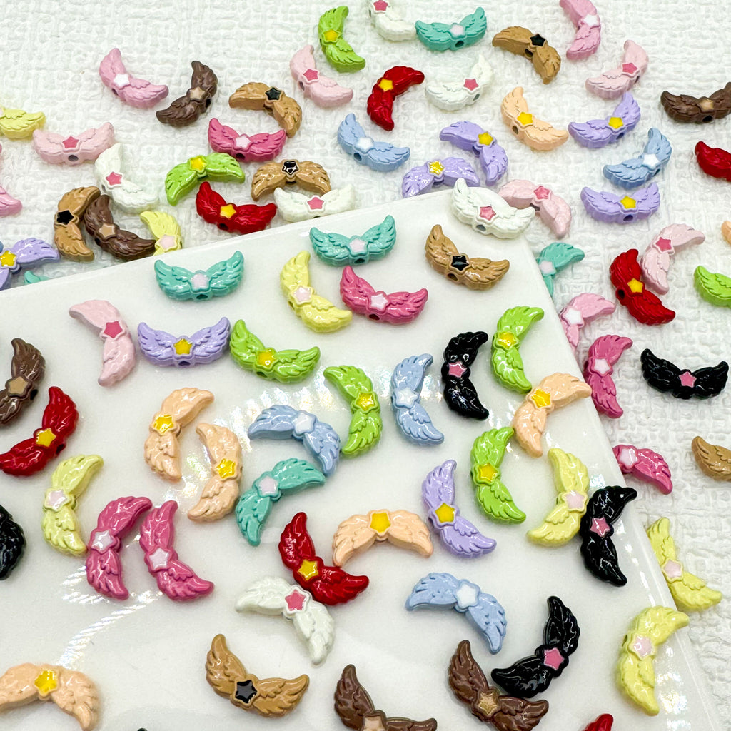 Angel Wing Metal Beads 14mm Painted Colorful Alloy 10pcs 4
