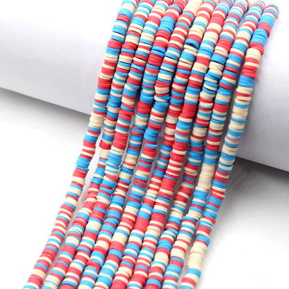 Flat Clay Beads 6mm Colorful Polymer Spacer Disc 10strands 21