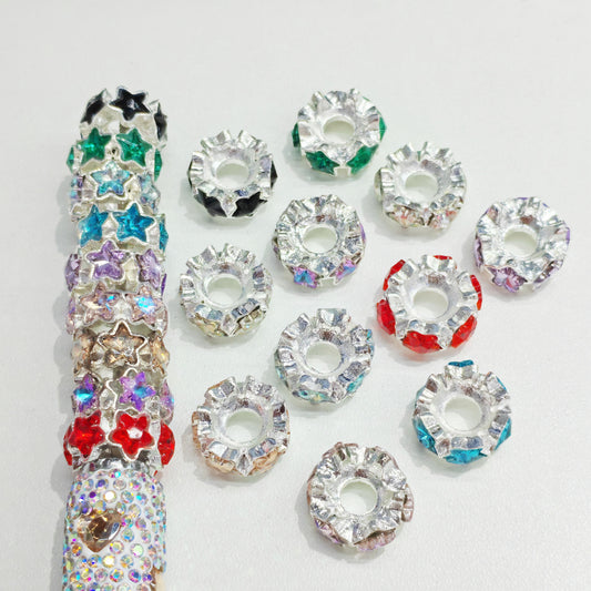 Rhinestone Star Alloy Spacer Beads 15mm 15pcs 2