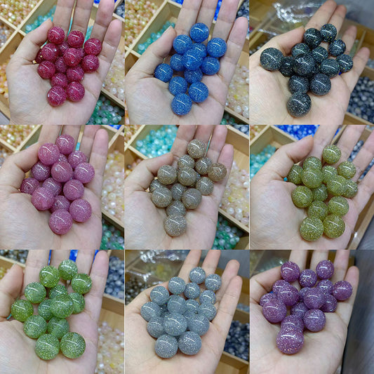 Gradient Glitter Resin Beads 8-16mm Sparkling Mixed Colors 50pcs