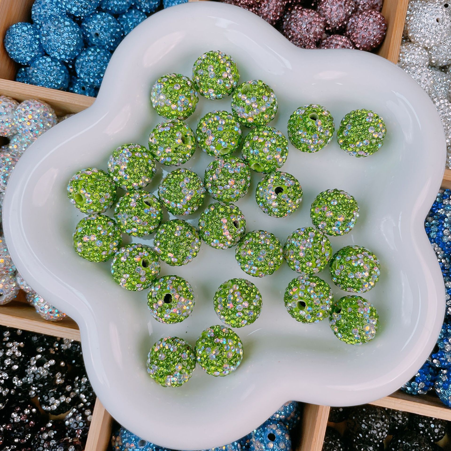 Clay Ball Rhinestone Beads 16mm Mixed Solid and AB Colors 20pcs 3