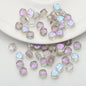 Flat Rose Glass Beads 6mm Iridescent Plating Floral Cube 50pcs 9