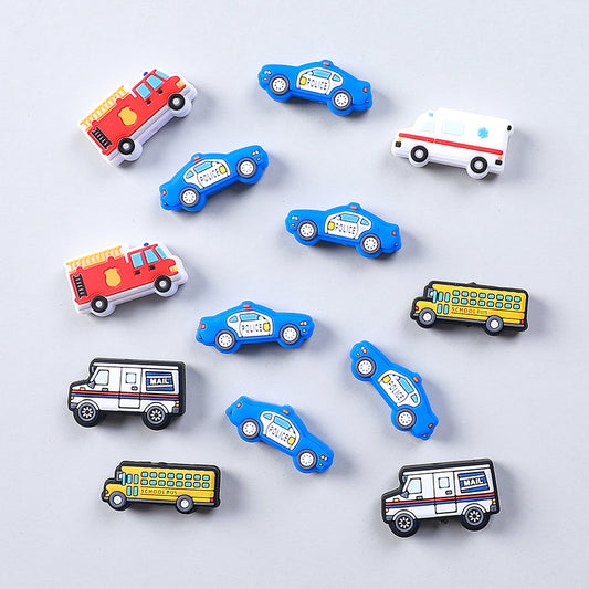 Silicone Focal Beads Mail Police Fire Ambulance School Bus 20pcs 2
